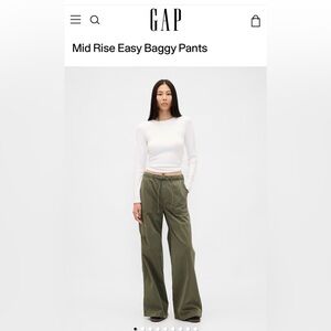 NWT! The Gap Mid Rise Easy Baggy Pants Size Medium Olive Green